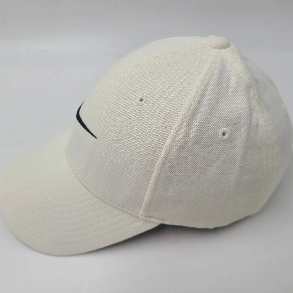 Nike Hat Adjustable Cream Black Swoosh Logo Casual Sports Cap Wool Blend Men